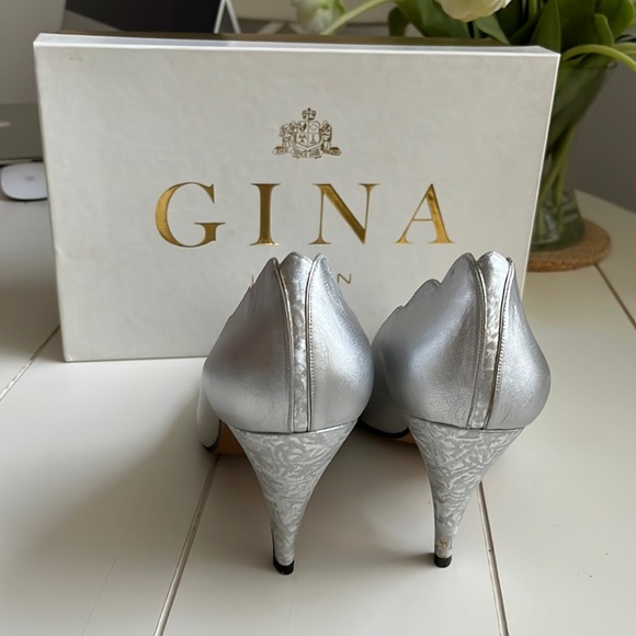 Vintage Gina London Pumps Silver with patterned toe caps, US 9 - Picture 2 of 8